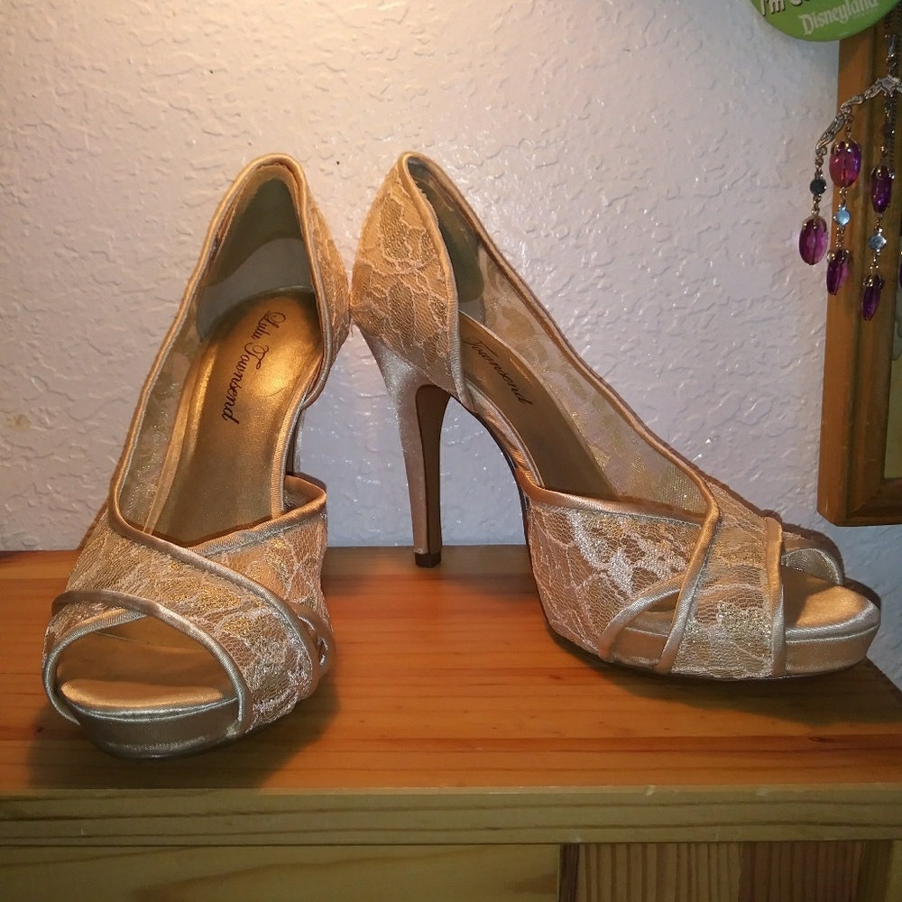 Champagne-colored high heels